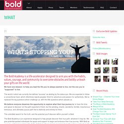 WHAT « The Bold Academy