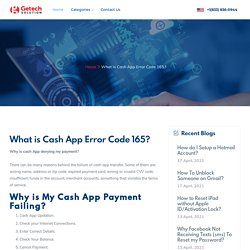 What is Cash App Error Code 165?
