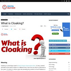 What is Cloaking and What are the Types of Cloaking
