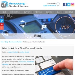 What to Ask for a Cloud Service Provider