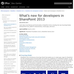 What's new for developers in SharePoint 2013