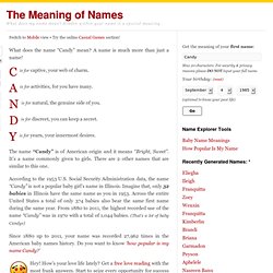 What Does My Name Mean? Candy - The Meaning Of Names