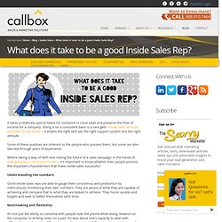 What does it take to be a good Inside Sales Rep?