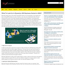 What To Look for in Dynamics 365 Business Central in 2020?