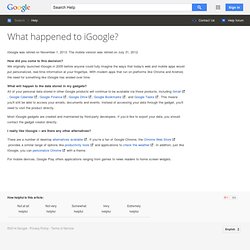 What's happening to iGoogle? - Web Search Help