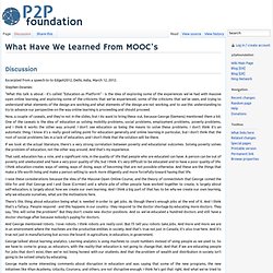 What Have We Learned From MOOC's