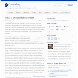 What is a Character Disorder?
