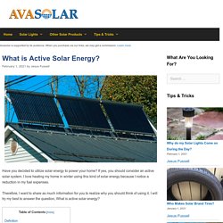 What is Active Solar Energy?