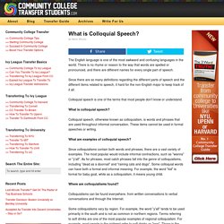 What is Colloquial Speech?