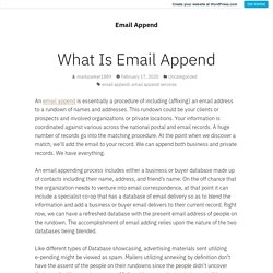 What Is Email Append – Email Append