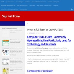 What is full form of COMPUTER?