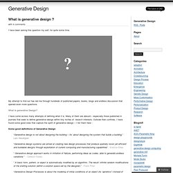 What is generative design ?