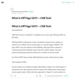 What is Off Page SEO? — CRB Tech
