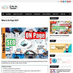 What is On Page SEO?