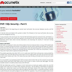 PHP / SQL security - Center for web application security