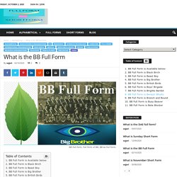 What is the BB Full Form - Full Form - Short Form