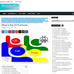 What is the CO Full Form - Full Form - Short Form