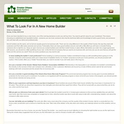 What To Look For In A New Home Builder