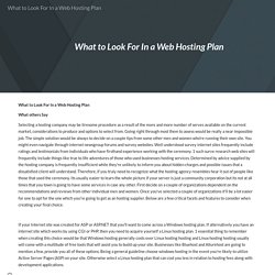 What to Look For In a Web Hosting Plan