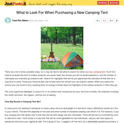 What to Look For When Purchasing a New Camping Tent