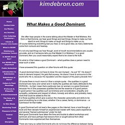 What Makes A Good Dominant