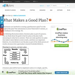 What Makes a Good Plan?