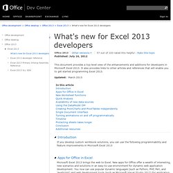 What's new for Excel 2013 developers