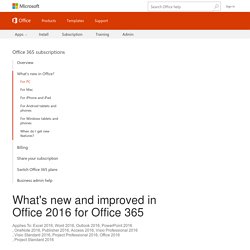 What's new and improved in Office 2016 for Office 365