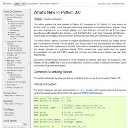 What’s New In Python 3.0 — Python v3.2.3 documentation
