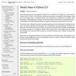 What’s New In Python 3.0 — Python v3.2.3 documentation