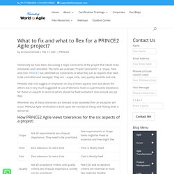 What to fix and what to flex for a PRINCE2 Agile project?