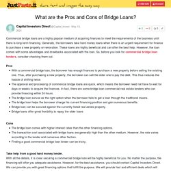What are the Pros and Cons of Bridge Loans?