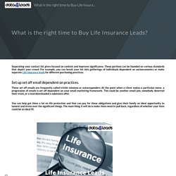 What is the right time to Buy Life Insurance Leads?