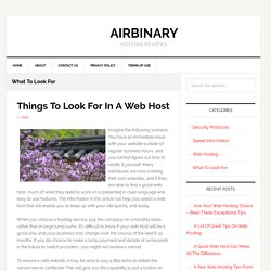what to look for in a web host