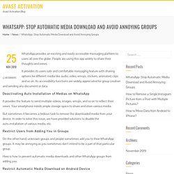 WhatsApp: Stop Automatic Media Download and Avoid Annoying Groups – Avast Activation