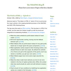 The WHATWG Blog » Blog Archive » This Week in HTML 5 - Episode 1