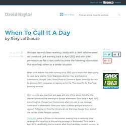 When To Call It A Day