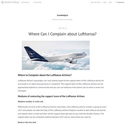 Where Can I Complain about Lufthansa?