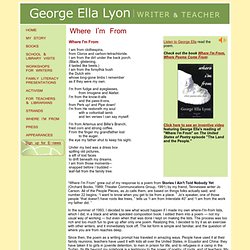 Where I'm From, a poem by George Ella Lyon, writer and teacher
