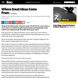 Where Great Ideas Come From, CEO Peer Groups Article