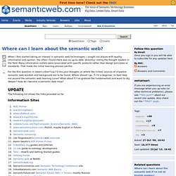 Where can I learn about the semantic web? - Semantic Overflow