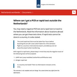 Where can I get a PCR or rapid test outside the Netherlands?