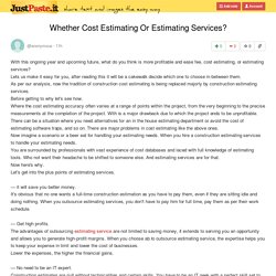 Whether Cost Estimating Or Estimating Services?