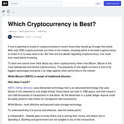 Which Cryptocurrency is Best?