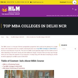 Which is the Best Out of Top MBA Colleges in Delhi NCR?
