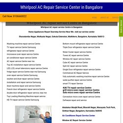 Whirlpool AC repair service Centre in Bangalore