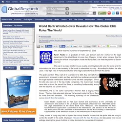 World Bank Whistleblower Reveals How The Global Elite Rules The World