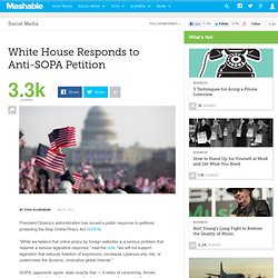 White House Responds to Anti-SOPA Petition