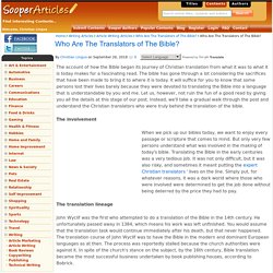 Who Are The Translators of The Bible?