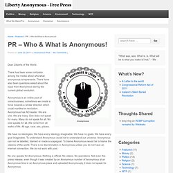 PR – Who & What is Anonymous!